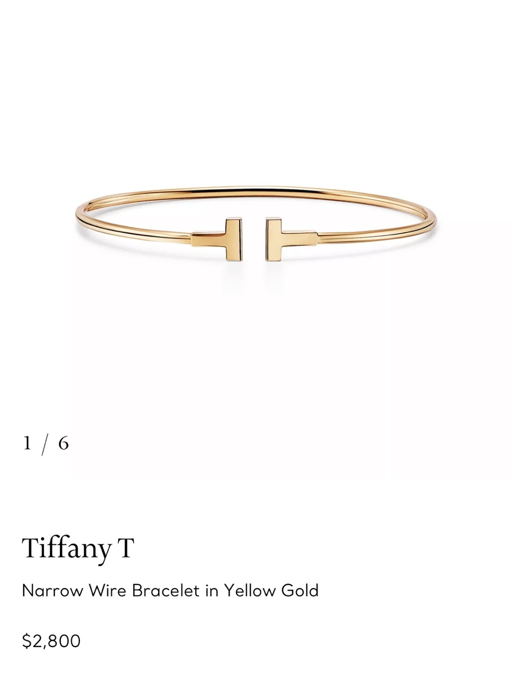 Tiffany & Co. T-Open Narrow Wire Bracelet in Yellow Gold